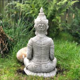 Handcrafted Lotus Buddha Garden Statue - Weatherproof Reconstituted Stone - thumbnail 3