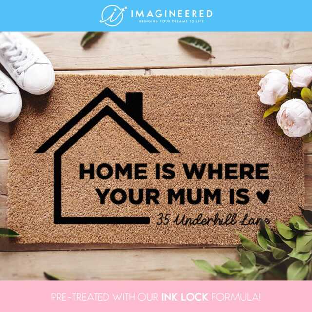 Home Is Where Your Mum - Custom Address Doormat Housewarming Gift New Couple Gifts From Daughter - image 1