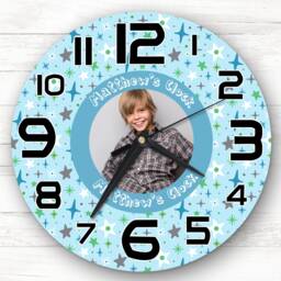 Blue Star Photo Boys Personalised Gift Clock - thumbnail 1