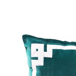 Teal Velvet Pillow Cover, Greek Key Yellow Case, Trim Pillow, Cushion - thumbnail 2
