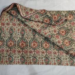 Floral Print Kantha Quilt Handmade Indian Cotton Bedspread - thumbnail 2