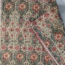 Floral Print Kantha Quilt Handmade Indian Cotton Bedspread - thumbnail 3