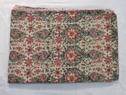 Floral Print Kantha Quilt Handmade Indian Cotton Bedspread - thumbnail 1