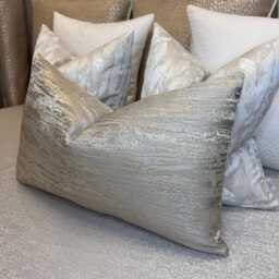 Cushion Cover - Bill Beaumont Rosie Fabric, Taupe With Cream Shimmer, Pillow Sham Case , Textured Luxury, All Sizes, Handmade in UK - thumbnail 4