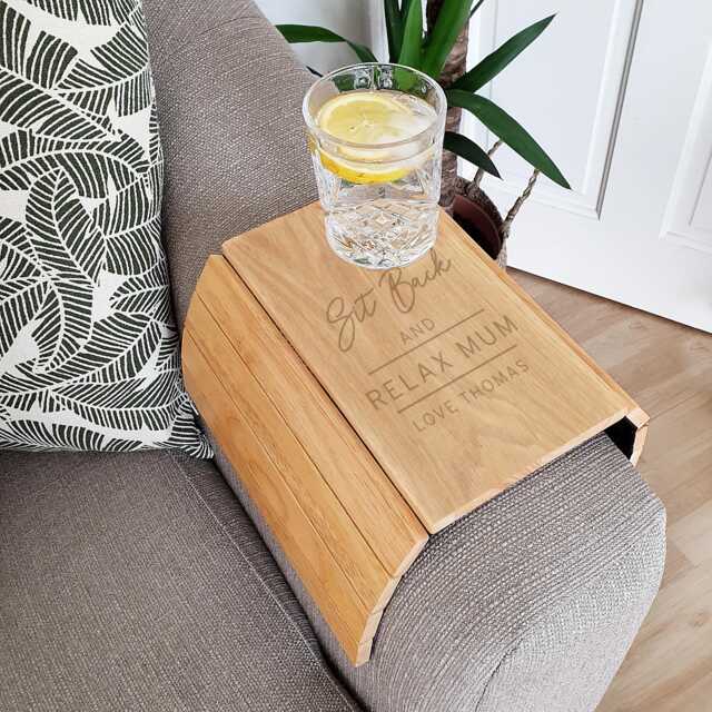 Personalised Sofa Tray - Classic Wooden New Home Gift Father's Day Gift For Her Him - image 1