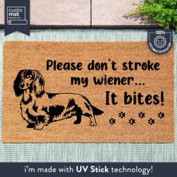 Cheeky Dachshund Doormat - Don't Stroke My Wiener It Bites Gifts For Him Funny Dog Sausage Lover Mat - thumbnail 1
