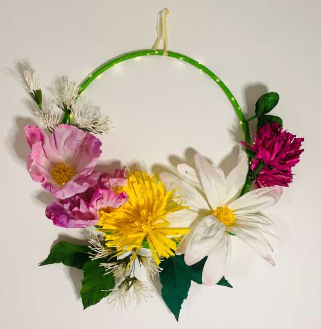 Giant Paper Flower Hoop, 1 Meter Crepe Floral Ring, Oversized Wedding Backdrop, Handcrafted Botanical Wall Art, One-Of-A-Kind - image 1