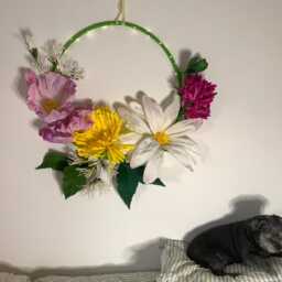 Giant Paper Flower Hoop, 1 Meter Crepe Floral Ring, Oversized Wedding Backdrop, Handcrafted Botanical Wall Art, One-Of-A-Kind - thumbnail 4