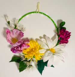 Giant Paper Flower Hoop, 1 Meter Crepe Floral Ring, Oversized Wedding Backdrop, Handcrafted Botanical Wall Art, One-Of-A-Kind - thumbnail 1