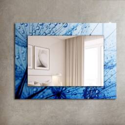 Drops On Dandelions Mirror, Rectangular Mirror With Frame, Blue Wall Printed Decorative Living Room - thumbnail 2