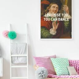 I Promise You Can Dance, Funny Bar Print, Altered Renaissance Art, Vintage Portrait, Framed Wall Art - thumbnail 2