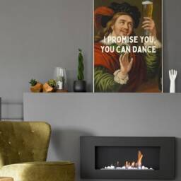 I Promise You Can Dance, Funny Bar Print, Altered Renaissance Art, Vintage Portrait, Framed Wall Art - thumbnail 3