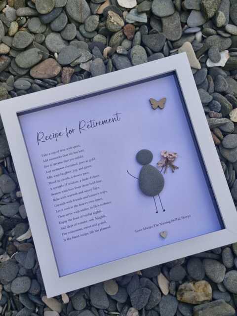 Retirement Gift, Good Luck Present, Pebble Art Picture Framed Poem, Wall Art, Home Decor Gift. Personalised Boxed Work Colleagues - image 1