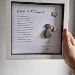 Retirement Gift, Good Luck Present, Pebble Art Picture Framed Poem, Wall Art, Home Decor Gift. Personalised Boxed Work Colleagues - thumbnail 3