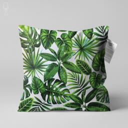 Green Cushion Cover With Multi-Tropical Leaves - Double Sided Printing Throw Pillow On The Chenille Different Sizes, Oeko-Tex?? - thumbnail 1