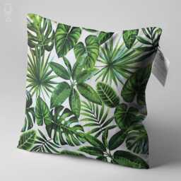 Green Cushion Cover With Multi-Tropical Leaves - Double Sided Printing Throw Pillow On The Chenille Different Sizes, Oeko-Tex?? - thumbnail 3