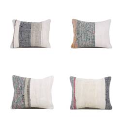 "Set Of 4 Pcs, Rag Rug Pillow Cover, Vintage Kilim Pillow, 13.78"" X 17.72" - thumbnail 1