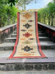 Stair Runner - Handmade Kilim Runner, Wool Jute Hallway & Kitchen Decor, Custom Size 2x35 Feet, Washable For Outdoor Indoor Stairs