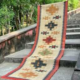 Stair Runner - Handmade Kilim Runner, Wool Jute Hallway & Kitchen Decor, Custom Size 2x35 Feet, Washable For Outdoor Indoor Stairs - thumbnail 2