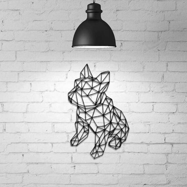 Geometric Bulldog Wall Decor, Dog, Wire Dog, Minimalist Design, French Decor, Dog's Lovers Gift, Metal Boston Terrier - image 1