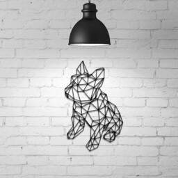 Geometric Bulldog Wall Decor, Dog, Wire Dog, Minimalist Design, French Decor, Dog's Lovers Gift, Metal Boston Terrier - thumbnail 1