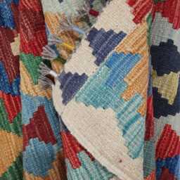 Kilim Rug Classic, Handmade Artisan Afghan Turkish Scandinavian Navajo Bohemian Wool Flatweave Multicolour 130x84 cm - thumbnail 4