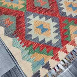 Kilim Rug Classic, Handmade Artisan Afghan Turkish Scandinavian Navajo Bohemian Wool Flatweave Multicolour 130x84 cm - thumbnail 3
