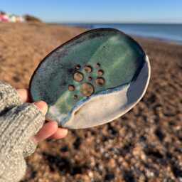 Slab Built Ceramic Soap Dish/Home Decor Coastal Style Homeware - thumbnail 3