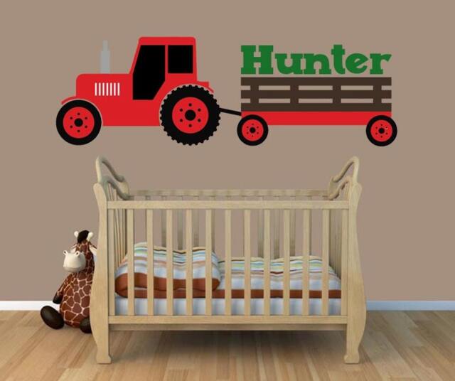 Personalized Red Tractor Wall Decal Farm Nursery Decor - image 1