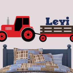 Personalized Red Tractor Wall Decal Farm Nursery Decor - thumbnail 3