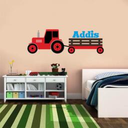 Personalized Red Tractor Wall Decal Farm Nursery Decor - thumbnail 2