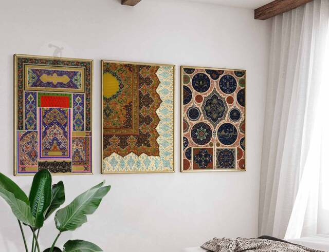 Set Of 3 Arabic Prints, Islamic Wall Art, Decor, Middle Eastern Mughal Arab Gift - image 1