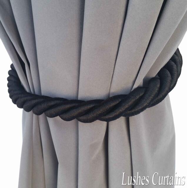 1 Large Handmade Black Window Treatment Hardware Home Decor Curtain Tie Drapery Pull Back Cord/Rope 36 - image 1
