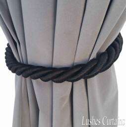 1 Large Handmade Black Window Treatment Hardware Home Decor Curtain Tie Drapery Pull Back Cord/Rope 36 - thumbnail 1