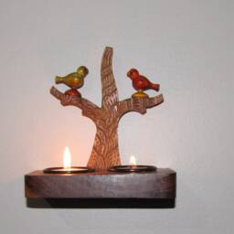 Candle Holder Wooden, T Light Holder, Bird, Hand Carved, Rustic, Ethnic Design.quirky.tea Candle Holder, Indian Artifacts, Diwali Gift - thumbnail 2