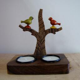 Candle Holder Wooden, T Light Holder, Bird, Hand Carved, Rustic, Ethnic Design.quirky.tea Candle Holder, Indian Artifacts, Diwali Gift - thumbnail 3