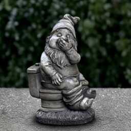 Concrete Gnome Statue Outdoor Troll Figurine Cement On Toilet Ornament Front Door Decoration Handmade Art Pixie Lover Gift - thumbnail 1