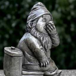 Concrete Gnome Statue Outdoor Troll Figurine Cement On Toilet Ornament Front Door Decoration Handmade Art Pixie Lover Gift - thumbnail 2