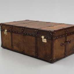 English Handmade Luxury Leather Reception Trunk Coffee Table - thumbnail 1