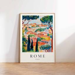 Rome Travel Poster Colorful Italian Cityscape Art Print - thumbnail 3