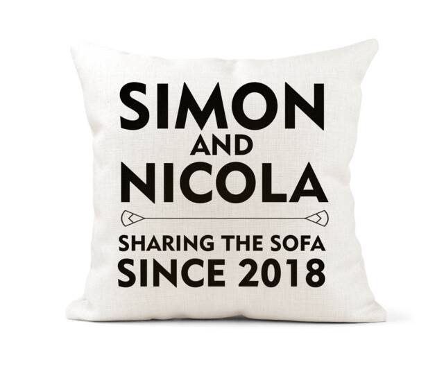 Personalised Cushion, Scatter Home Decor, Wedding, Engagement, New Home, Couples Gift, Sharing The Sofa Since - image 1