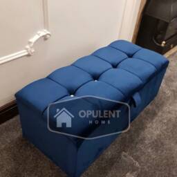 Large Gas Lift Plush Velvet Diamant?? Ottoman Storage Box, Seat, Footstool - thumbnail 3