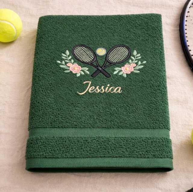 Personalized Embroidered Tennis Towel His & Her Gift 100% Cotton Custom Name For Coach Lover Team - image 1