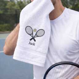 Personalized Embroidered Tennis Towel His & Her Gift 100% Cotton Custom Name For Coach Lover Team - thumbnail 3