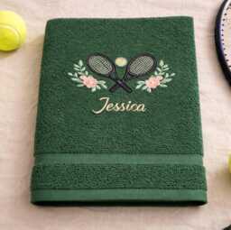 Personalized Embroidered Tennis Towel His & Her Gift 100% Cotton Custom Name For Coach Lover Team - thumbnail 1