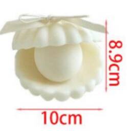 Seashell Pearl Candle - Coastal Oyster Shell Home Decor, Hand-Poured Soy Wax - thumbnail 4