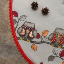 Owl Christmas Tree Skirt Decor Woodland Swedish Fabric Scandinavian - thumbnail 3