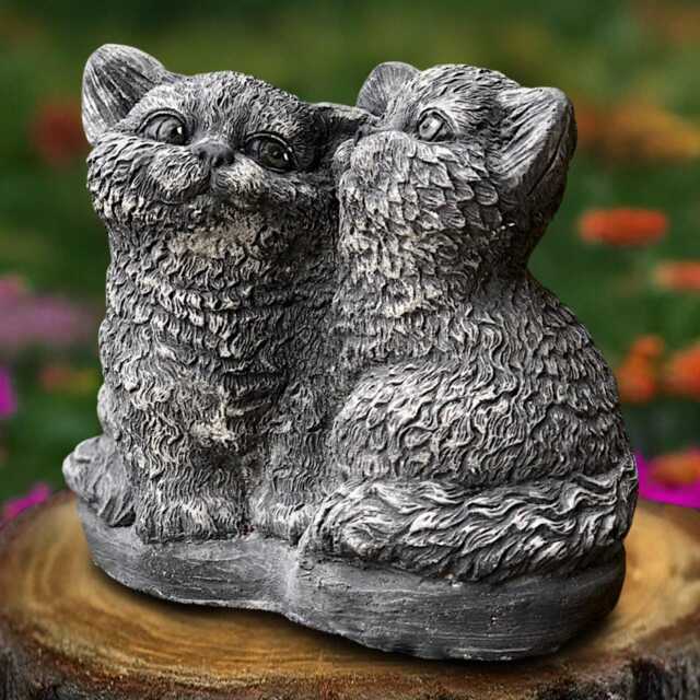 Concrete Couple Kitty Statue Stone Cat Figurine Cement Kitten Decoration Handmade Kitty Lover Gift Front Door Ornament Yard Art - image 1