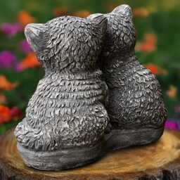 Concrete Couple Kitty Statue Stone Cat Figurine Cement Kitten Decoration Handmade Kitty Lover Gift Front Door Ornament Yard Art - thumbnail 4