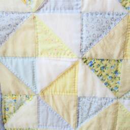 Baby Blanket, Patchwork, Handmade, Blue, Yellow, White, Ecru - thumbnail 4